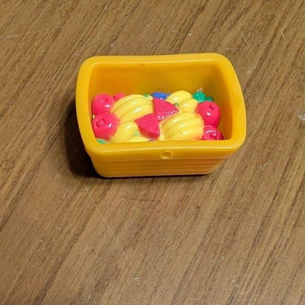 Mattel Dollhouse Plastic Toy Basket with Fruit